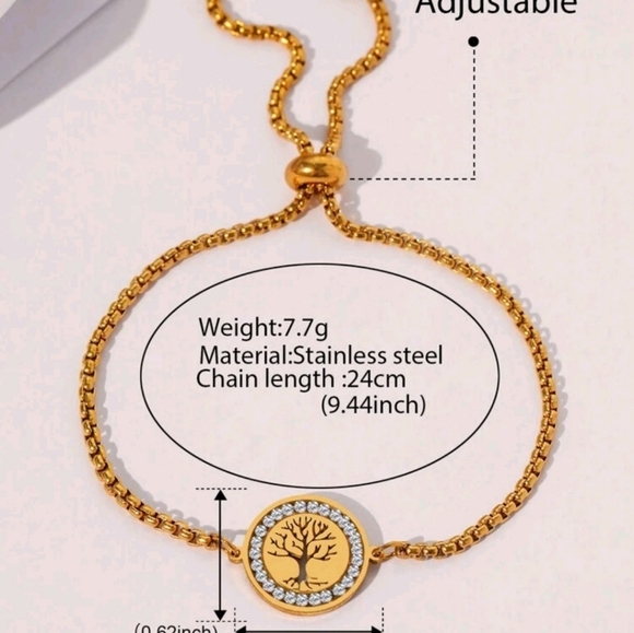 18K gold plated Stainless Steel Bracelet‎ With Exquisite Tree Of Life for women - Picture 4 of 4